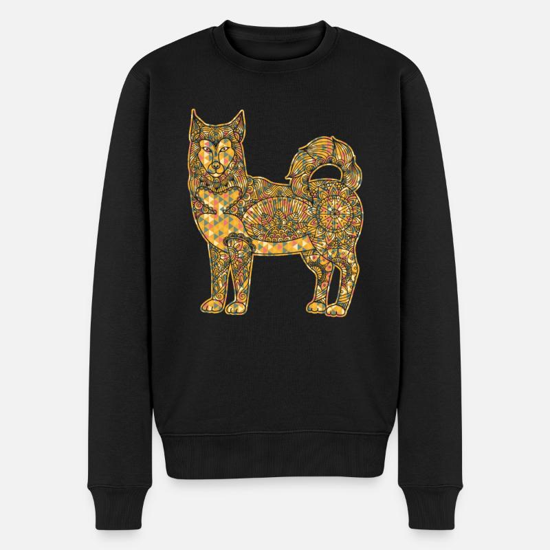 Alaskan Malamute geometrische Hemden - Männer Premium Bio Pullover - Schwarz