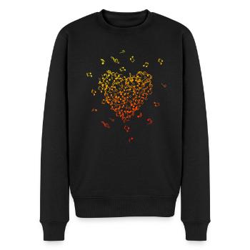 Musik Herz Musiknoten Notenschlüssel - Männer Premium Bio Pullover - Schwarz - Vorne - Nico (187cm)