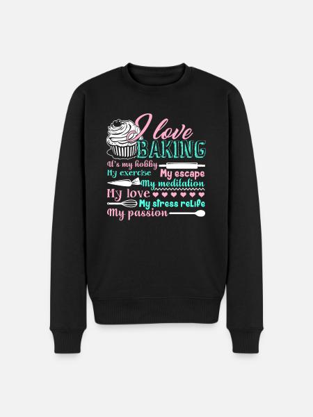 Bäcker Ich liebe Backen - Männer Premium Bio Pullover - Schwarz