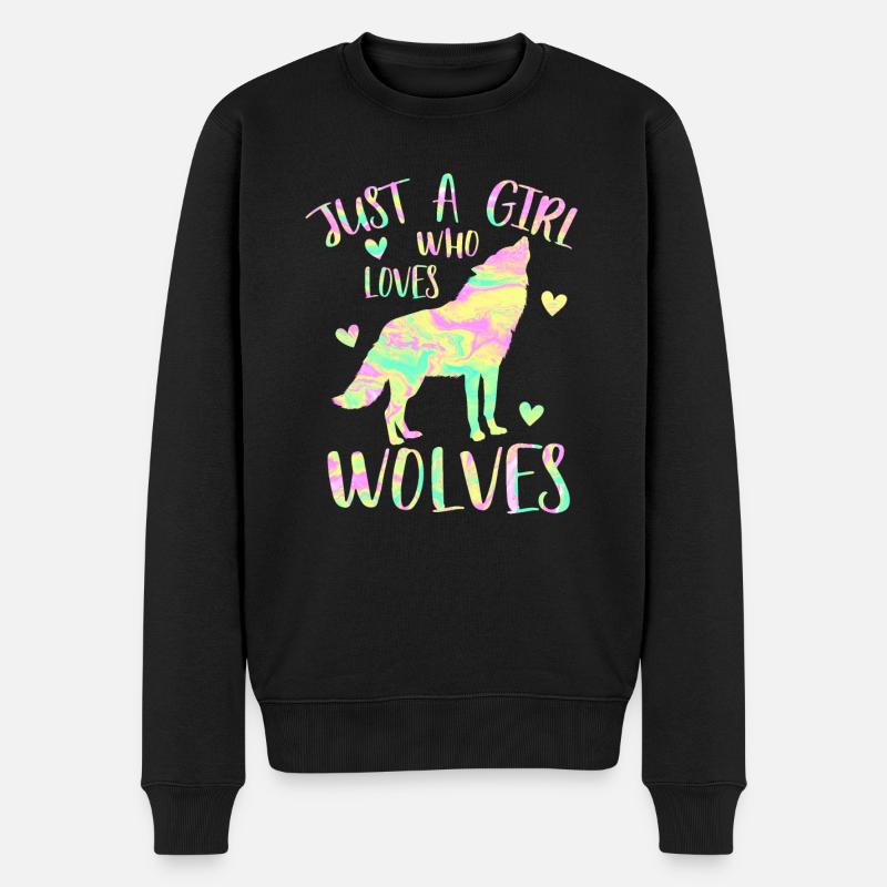 Juste une fille qui aime les loups - Pull Premium bio Homme - noir