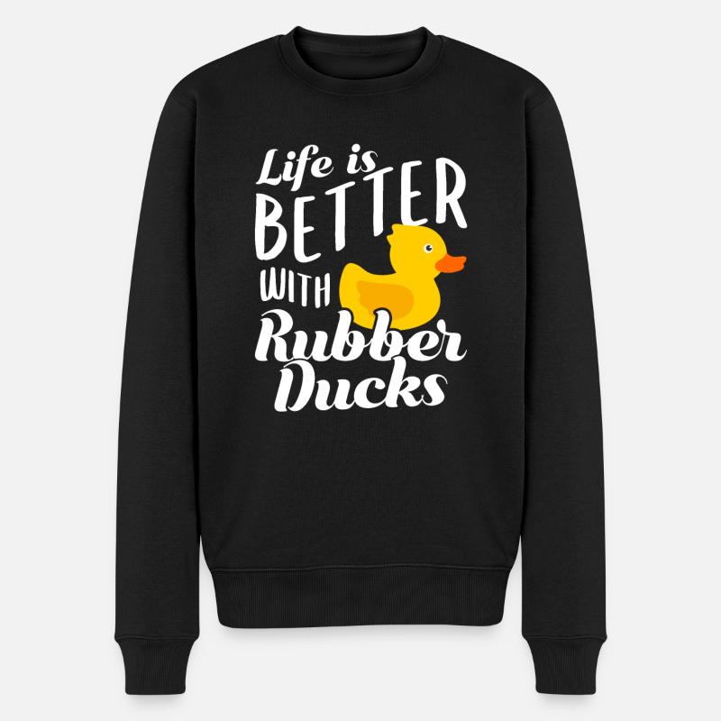 Gummiente Badeente Geschenk - Männer Premium Bio Pullover - Schwarz