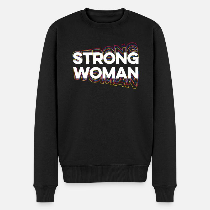 Starke Frau - Männer Premium Bio Pullover - Schwarz