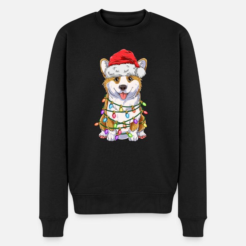 Cadeau de Noël drôle de sapin de Noël Corgi - Pull Premium bio Homme - noir
