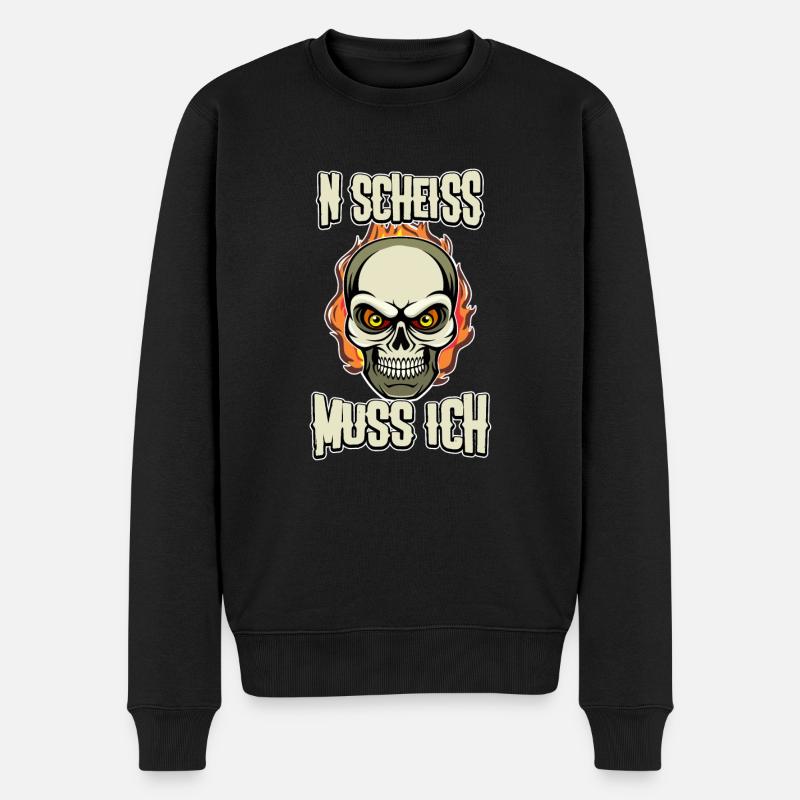 N Scheiss muss ich Design Totenkopf - Männer Premium Bio Pullover - Schwarz
