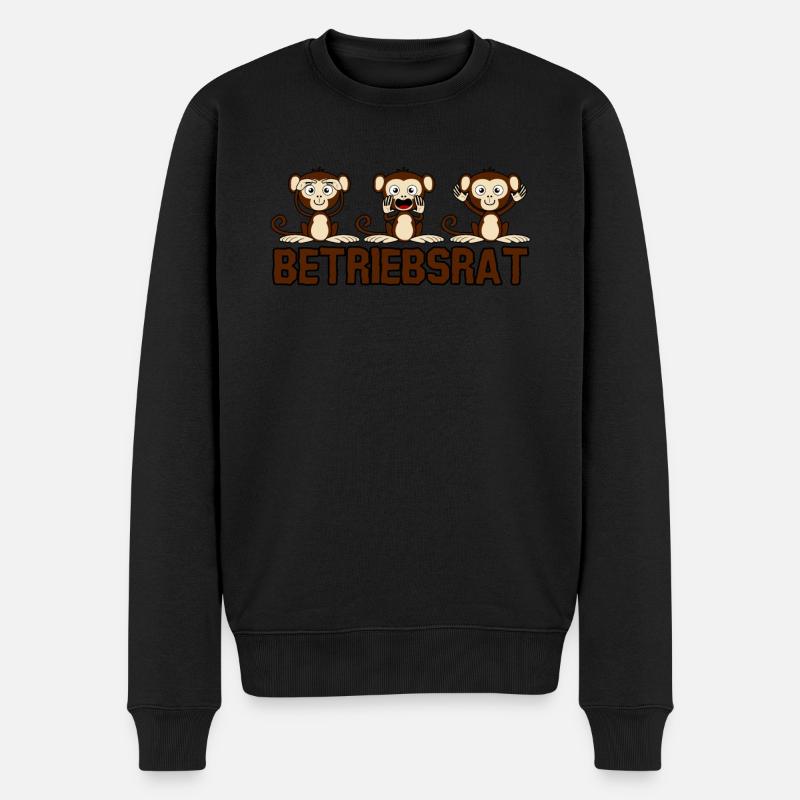 Betriebsrat lustiger Spruch mit 3 Affen - Männer Premium Bio Pullover - Schwarz