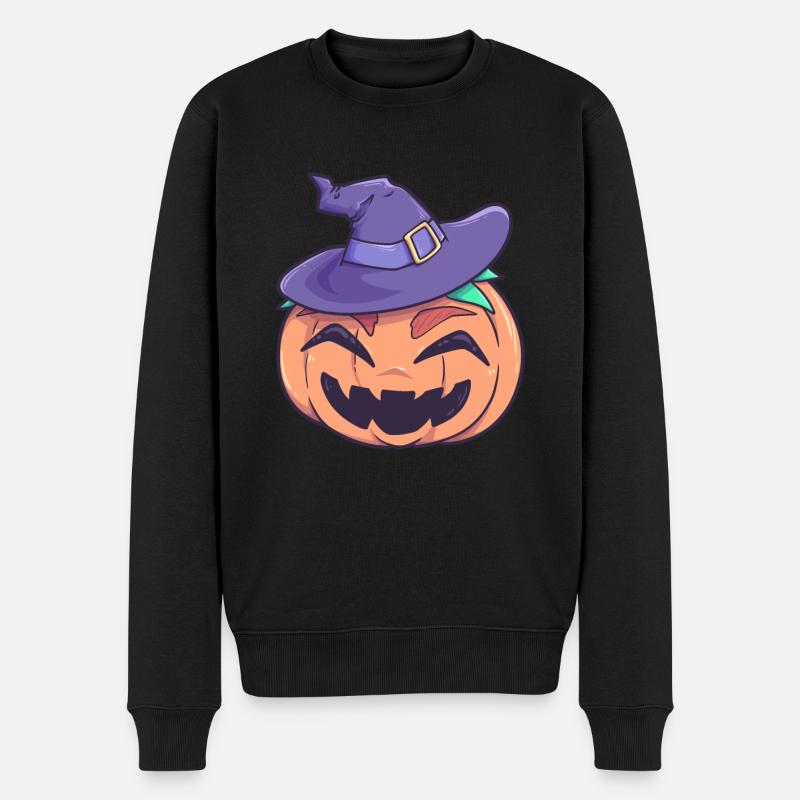 Citrouille sorcière Halloween monstre - Pull Premium bio Homme - noir