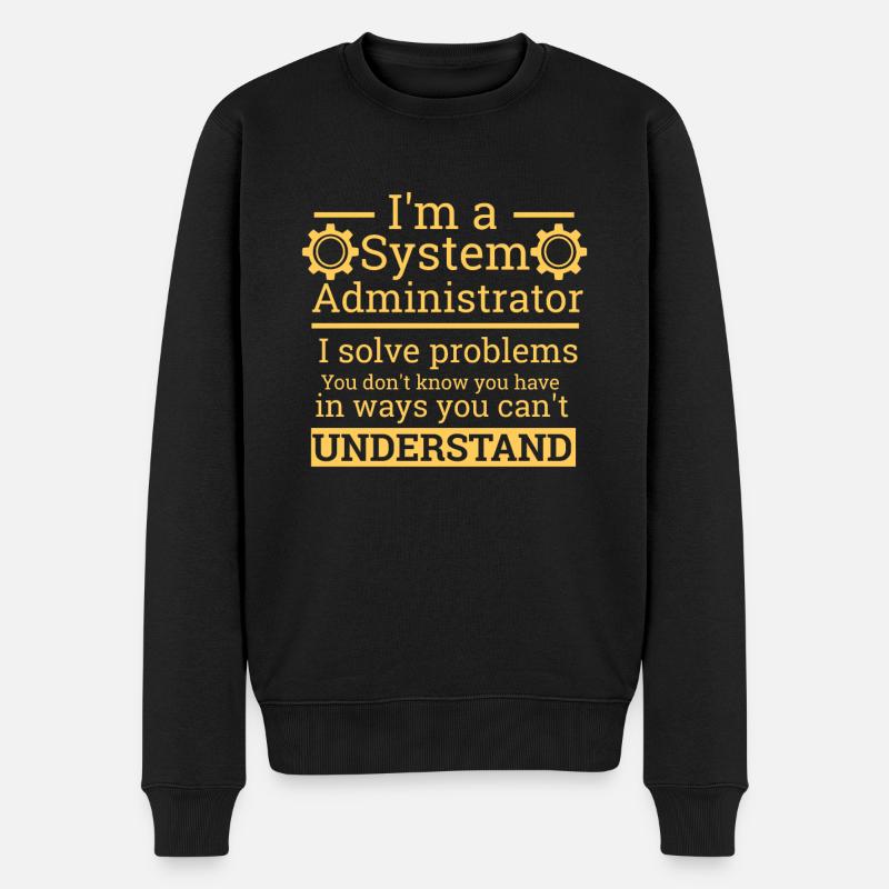 "System Administrator" | Admin - Männer Premium Bio Pullover - Schwarz