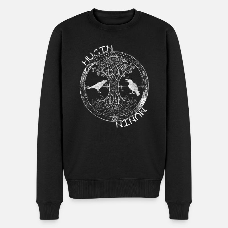Hugin et Munin – Gardiens de la sagesse d’Odin - Pull Premium bio Homme - noir
