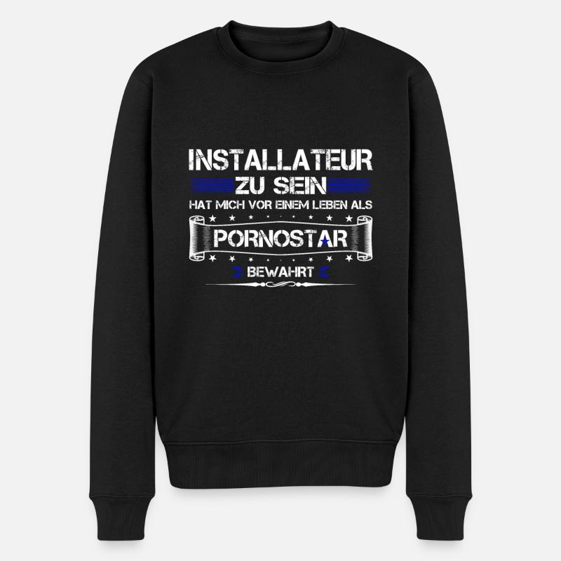 INSTALLATEUR LUSTIGER SPRUCH GESCHENK - Männer Premium Bio Pullover - Schwarz