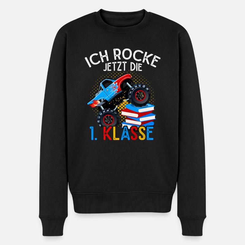 Monstertruck Auto Crash 1. Klasse Schulkind Schule - Männer Premium Bio Pullover - Schwarz
