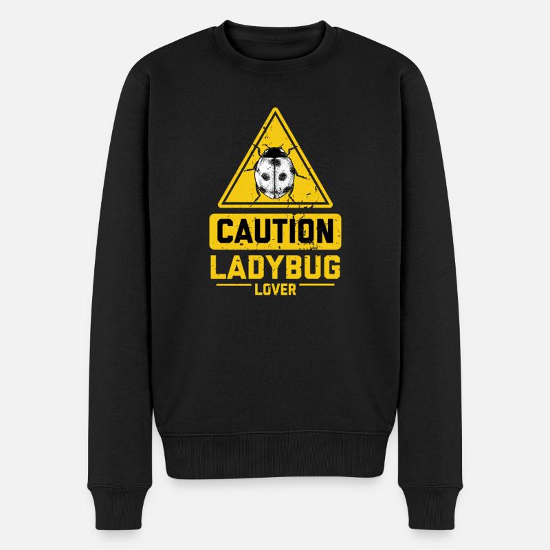 CAUTION Ladybug Lover - Männer Premium Bio Pullover - Schwarz