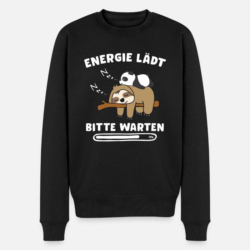 Energie lädt Faultier Pandabär Panda Chiller - Männer Premium Bio Pullover - Schwarz