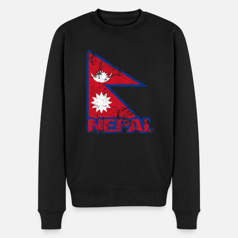Nepal - Männer Premium Bio Pullover - Schwarz
