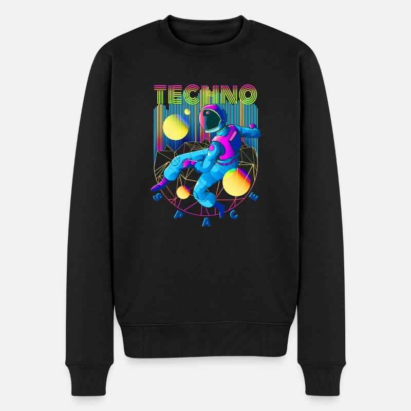 Techno Weltraum - Männer Premium Bio Pullover - Schwarz