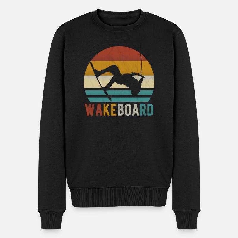 Wakeboard Wakeboarder Wakeboarding Wake retro - Männer Premium Bio Pullover - Schwarz