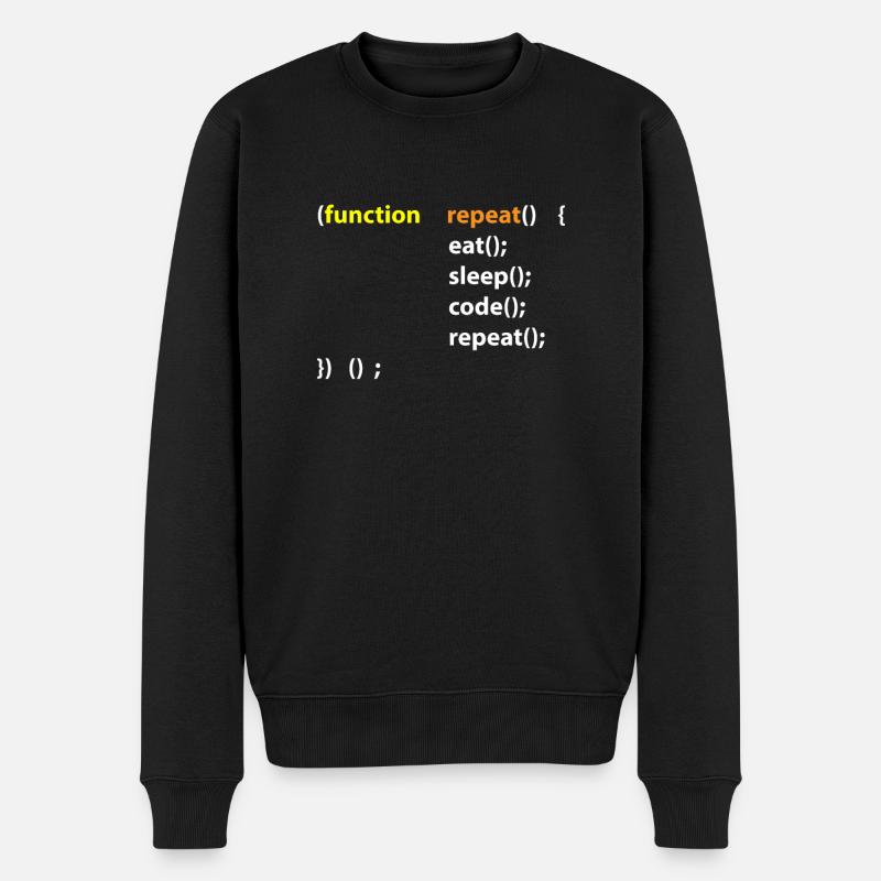 Code Eat Sleep Repeat Hacker IT Cadeau - Pull Premium bio Homme - noir