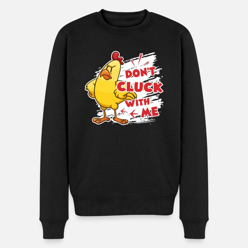 Huhn gluckst nicht mit Huhn - Männer Premium Bio Pullover - Schwarz