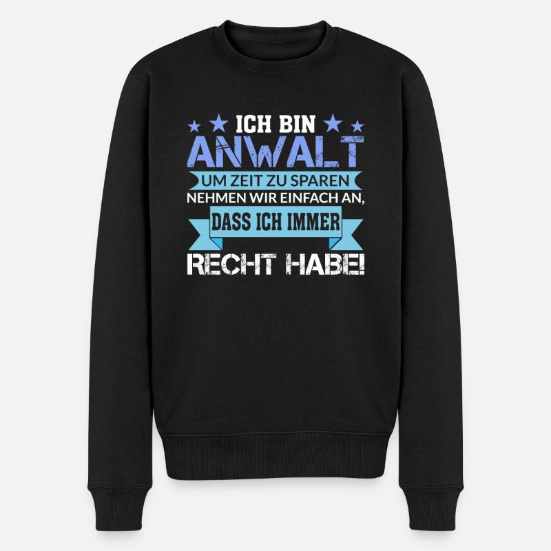 Anwalt - Männer Premium Bio Pullover - Schwarz