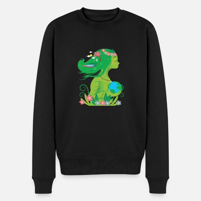 Nature : Mother Nature - Männer Premium Bio Pullover - Schwarz