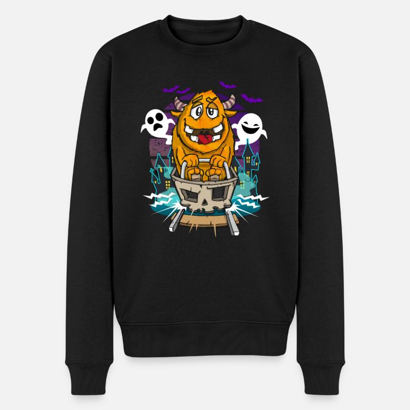 Achterbahn Geisterbahn-Monster Freizeitpar - Männer Premium Bio Pullover - Schwarz
