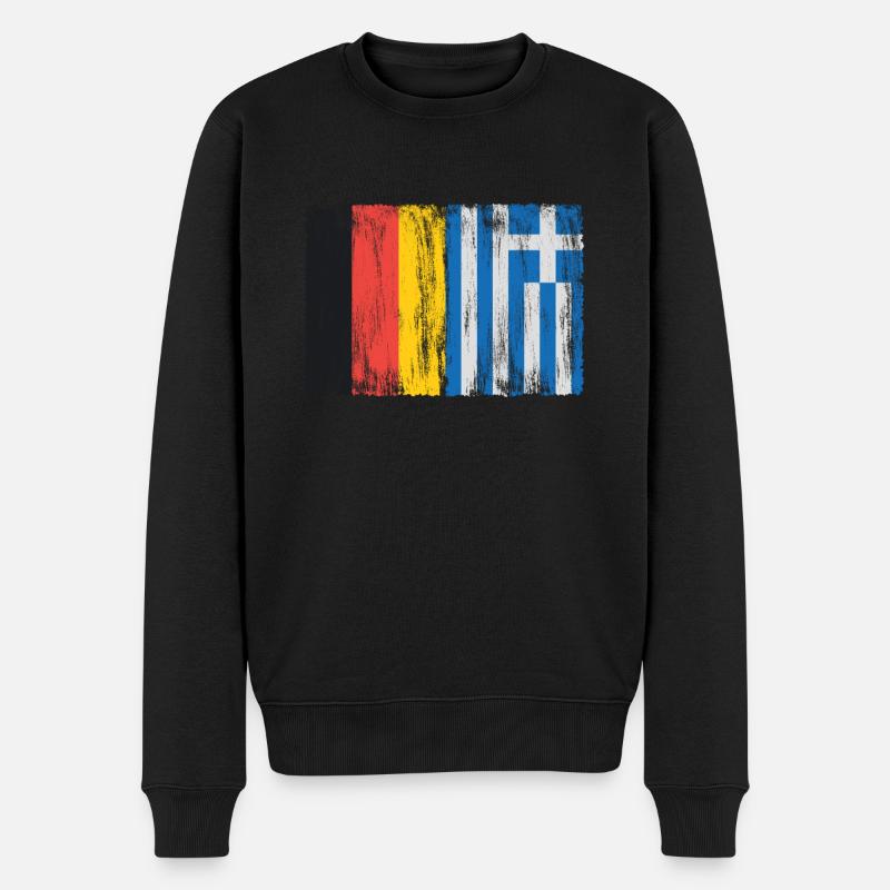 Deutschland Griechenland Geschenk 0752 - Männer Premium Bio Pullover - Schwarz