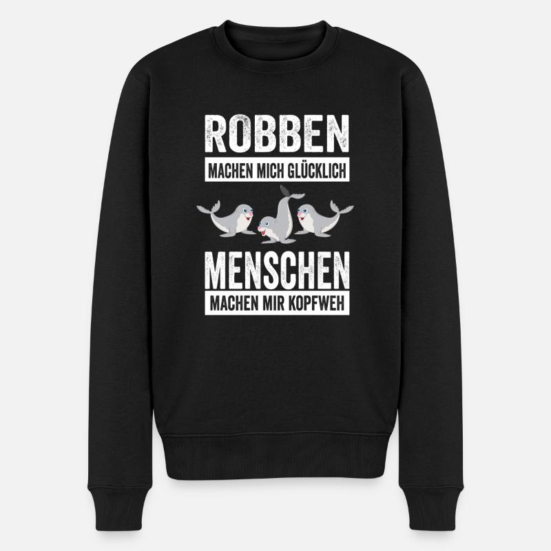 Nur Ein Mädchen Das Robben Liebt Geschenk - Männer Premium Bio Pullover - Schwarz