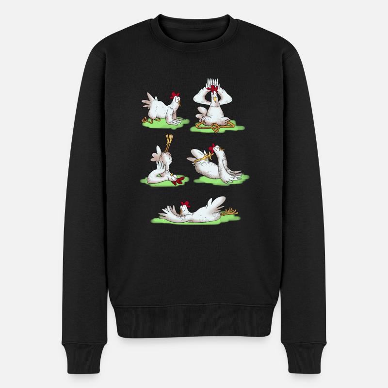 Figures de yoga drôles de poulet - Pull Premium bio Homme - noir