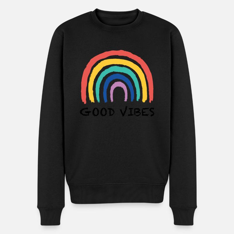 Peace Love - Good Vibes - Männer Premium Bio Pullover - Schwarz
