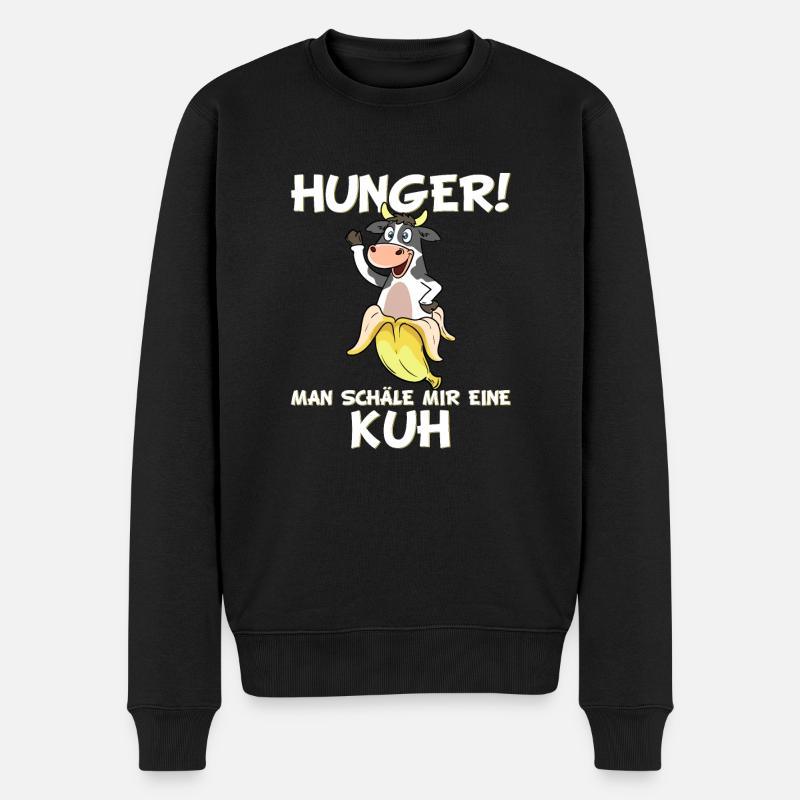 Hunger! Man schäle mir eine Kuh Spruch - Männer Premium Bio Pullover - Schwarz