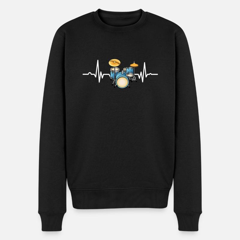 Schlagzeug - Männer Premium Bio Pullover - Schwarz