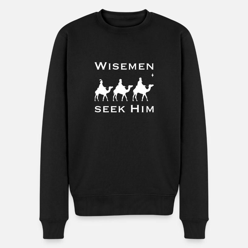 Christliches Weihnachtsdesign - Weisen suchen ihn - Männer Premium Bio Pullover - Schwarz
