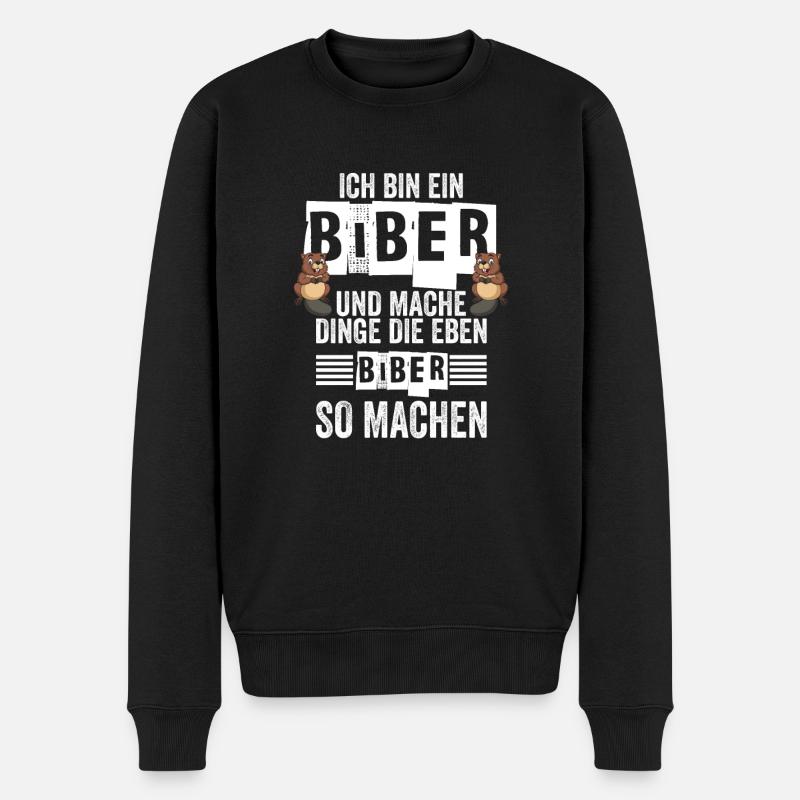 Biber Nagetier Biberliebhaber Geschenk - Männer Premium Bio Pullover - Schwarz