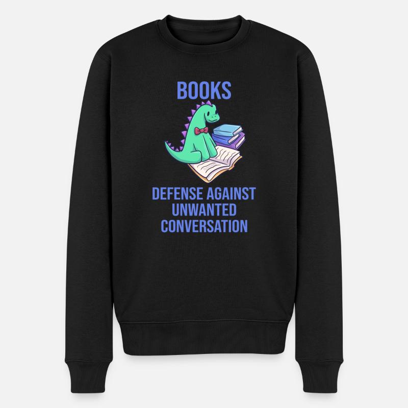 Bücher lesen Buch Dino lustiger Spruch - Männer Premium Bio Pullover - Schwarz