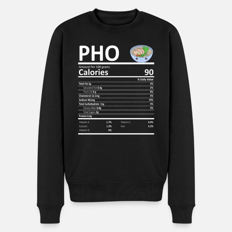 Pho vietnamesische Nudeln Nährwert lustig - Männer Premium Bio Pullover - Schwarz