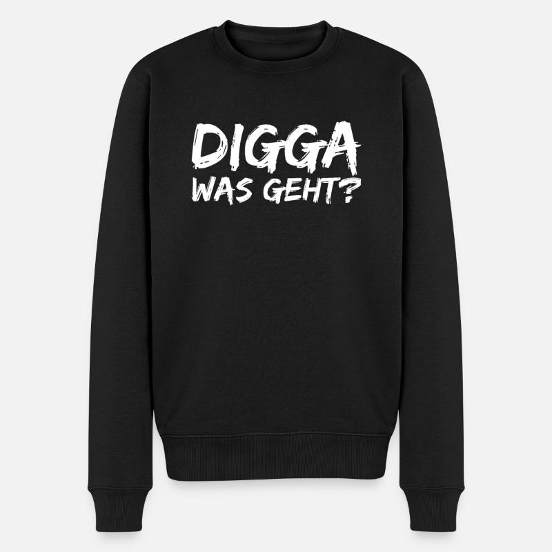 Digga was geht? Moin Digga - Männer Premium Bio Pullover - Schwarz