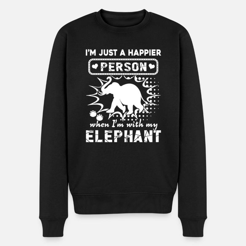 Éléphant heureux avec éléphant - Pull Premium bio Homme - noir