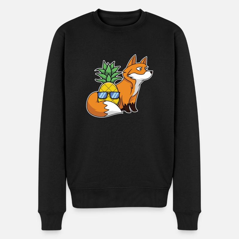 Ananas Hawaii Aloha Fuchs Rotfuchs - Männer Premium Bio Pullover - Schwarz