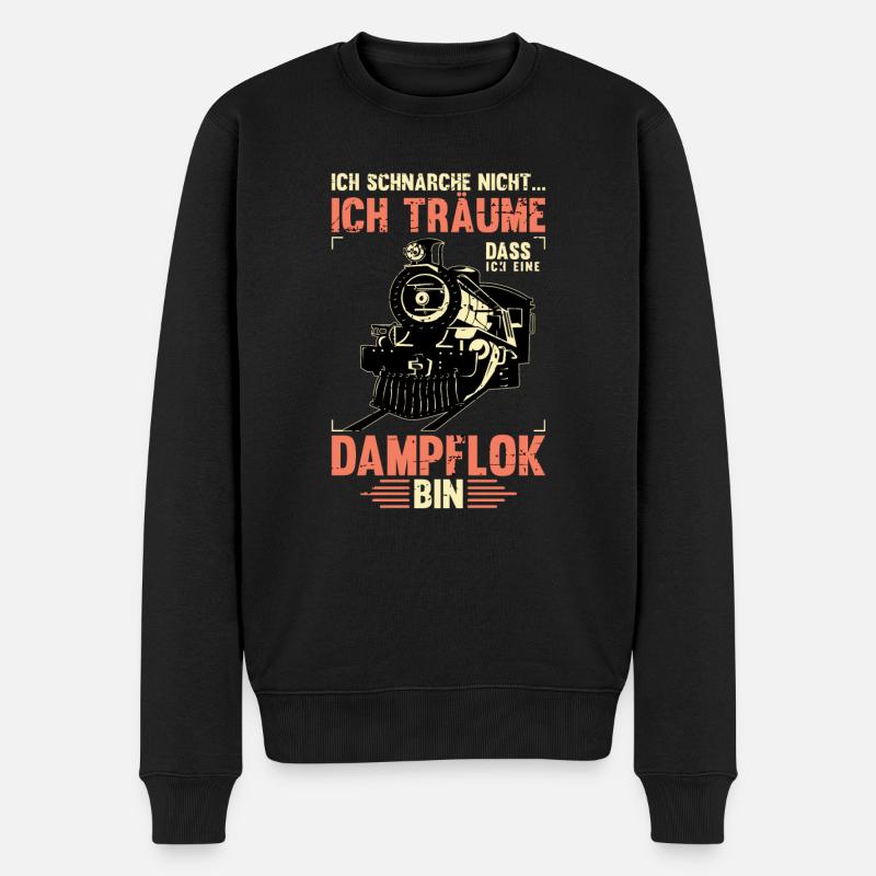 Dampflok Eisenbahner Lokomotive Eisenbahn Zug - Männer Premium Bio Pullover - Schwarz