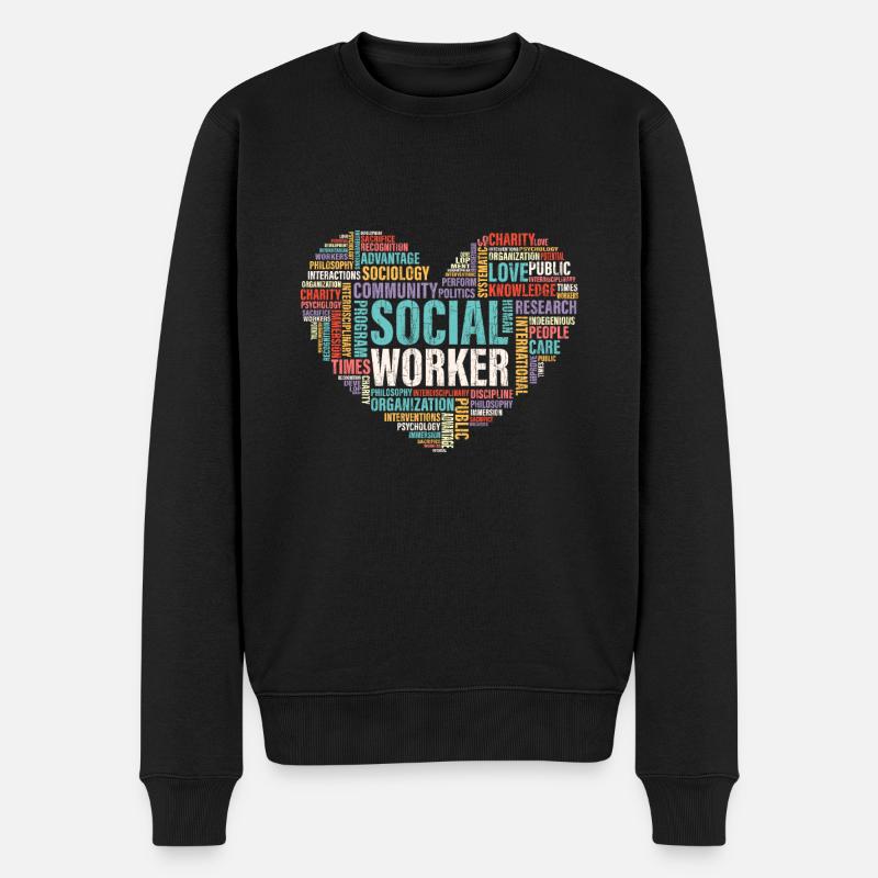Sozialarbeiter Geschenk Herz Sozialarbeit Sozialpä - Männer Premium Bio Pullover - Schwarz