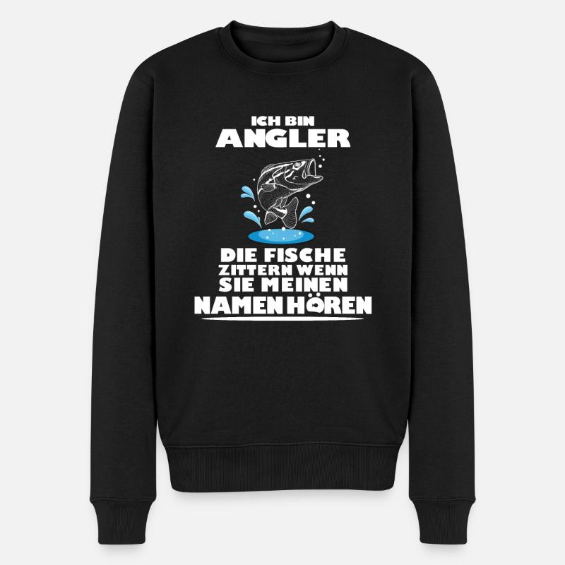 ANGLER LUSTIGER SPRUCH GESCHENK - Männer Premium Bio Pullover - Schwarz