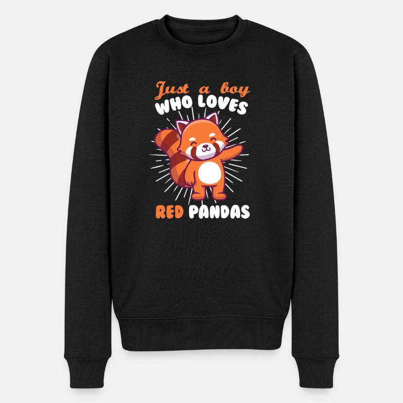Roter Panda - Männer Premium Bio Pullover - Schwarz