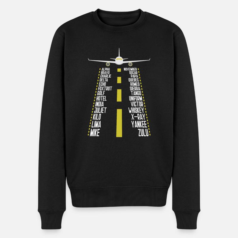 Piloten-Alphabet fürs Fliegen, Flugzeug, - Männer Premium Bio Pullover - Schwarz