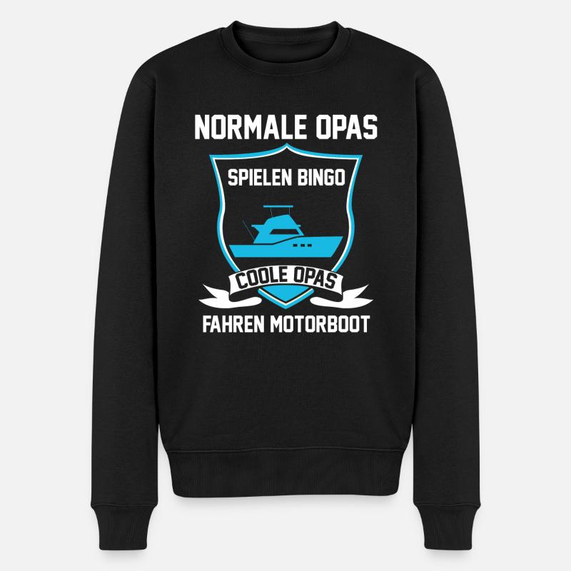 Motorboot Opa Boot Boote Geschenk - Männer Premium Bio Pullover - Schwarz