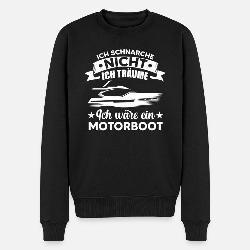 Motorboot Boote Boot Geschenk - Männer Premium Bio Pullover - Schwarz