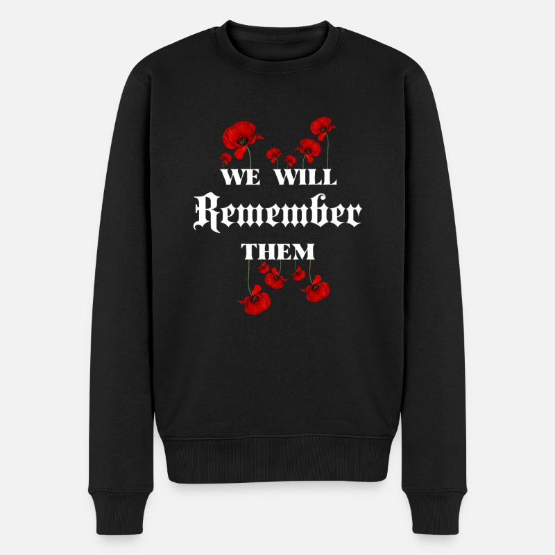 Veterans Poppy We Will Remember The Fallen - Männer Premium Bio Pullover - Schwarz