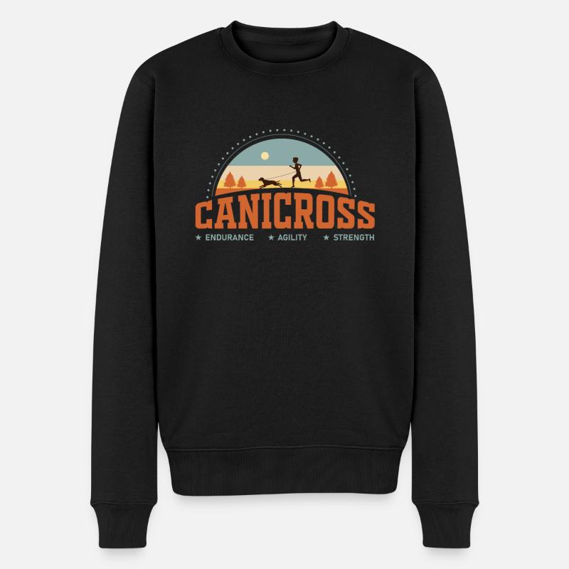 canicross, canicross Pfad, Hunde - Männer Premium Bio Pullover - Schwarz