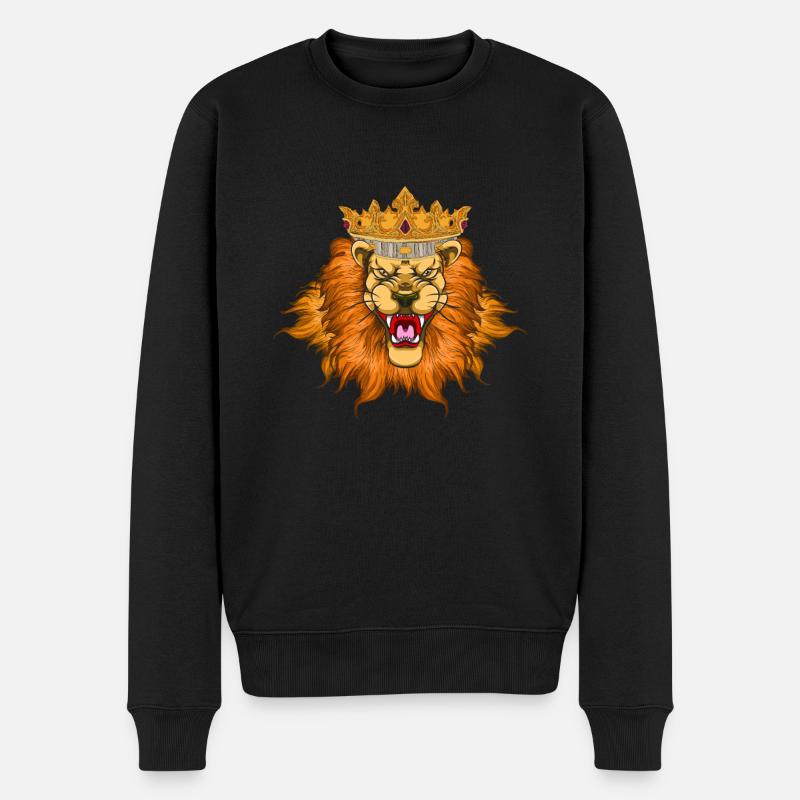 Löwe - Männer Premium Bio Pullover - Schwarz