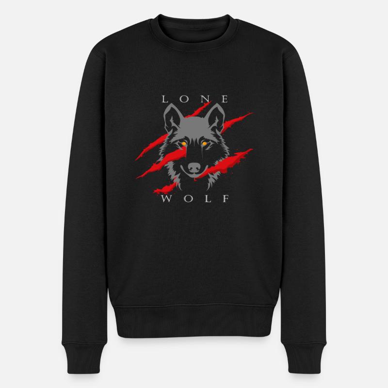 Einsamer Wolf - Männer Premium Bio Pullover - Schwarz