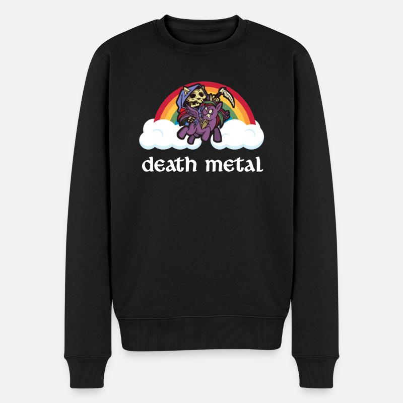 Death Metal Heavy Metal Unicorn Geschenk - Männer Premium Bio Pullover - Schwarz