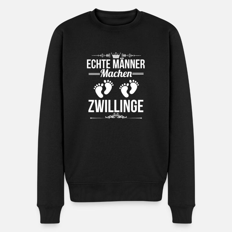 Papa Zwillinge - Männer Premium Bio Pullover - Schwarz